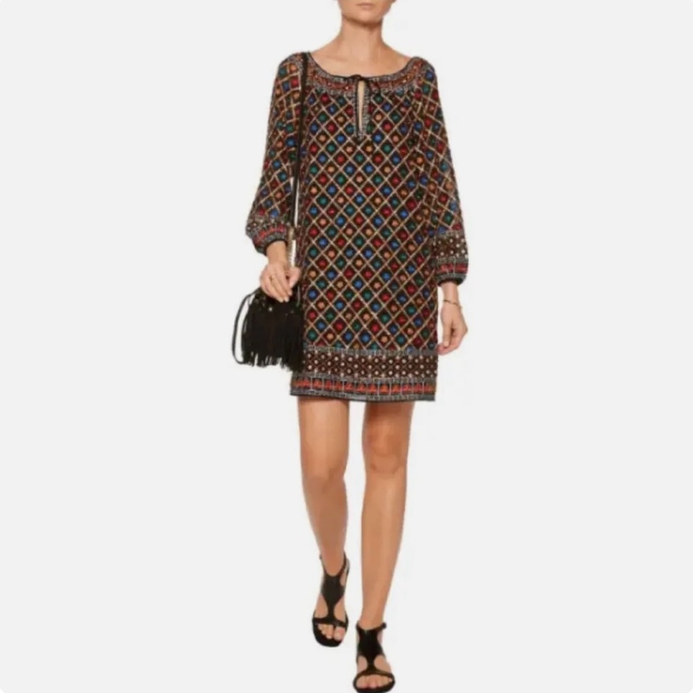 Alice + Olivia Beaded Embroidered Gillian Dress Black Size Medium